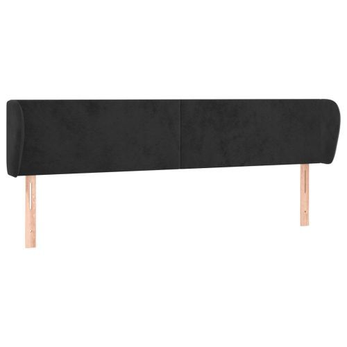 Tête de lit avec oreilles Noir 163x23x78/88 cm Velours - Photo n°2; ?>