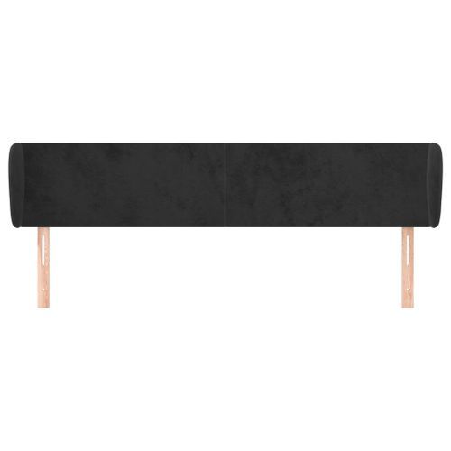 Tête de lit avec oreilles Noir 163x23x78/88 cm Velours - Photo n°3; ?>