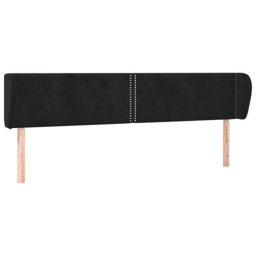 Tête de lit avec oreilles Noir 163x23x78/88 cm Velours - Photo n°2; ?>