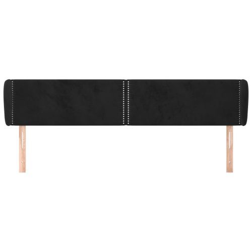 Tête de lit avec oreilles Noir 163x23x78/88 cm Velours - Photo n°3; ?>