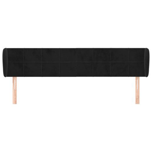 Tête de lit avec oreilles Noir 163x23x78/88 cm Velours - Photo n°3; ?>