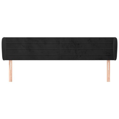 Tête de lit avec oreilles Noir 163x23x78/88 cm Velours - Photo n°3; ?>