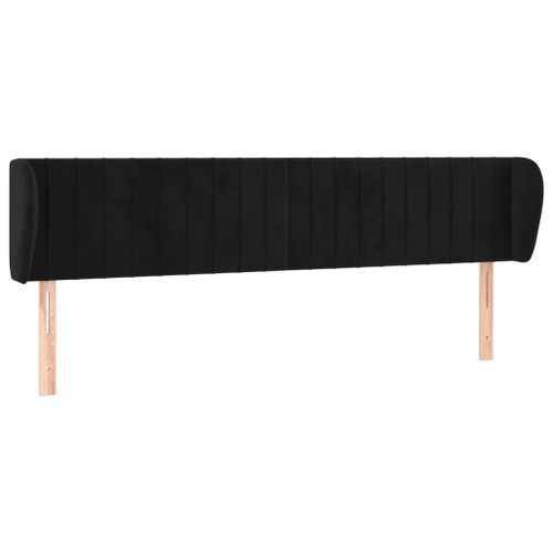 Tête de lit avec oreilles Noir 163x23x78/88 cm Velours - Photo n°2; ?>