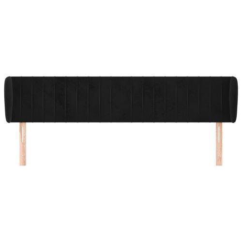 Tête de lit avec oreilles Noir 163x23x78/88 cm Velours - Photo n°3; ?>