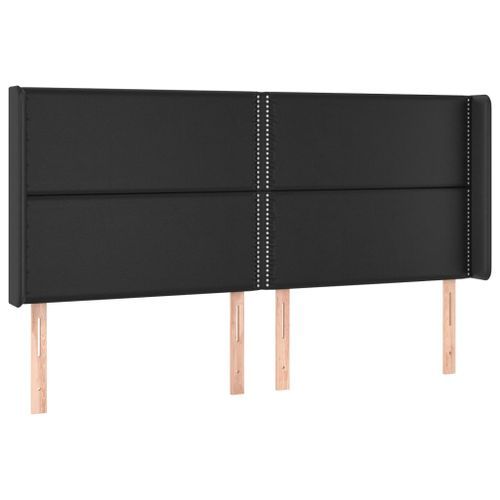 Tête de lit avec oreilles Noir 183x16x118/128 cm Similicuir - Photo n°2; ?>