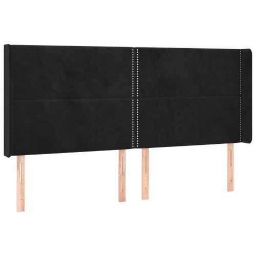 Tête de lit avec oreilles Noir 183x16x118/128 cm Velours - Photo n°2; ?>