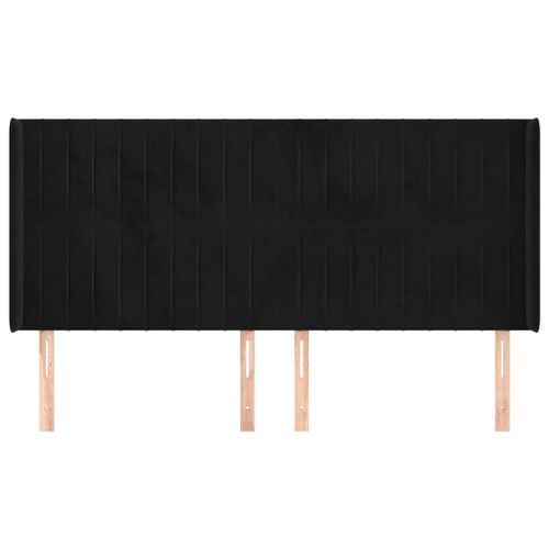 Tête de lit avec oreilles Noir 183x16x118/128 cm Velours - Photo n°3; ?>