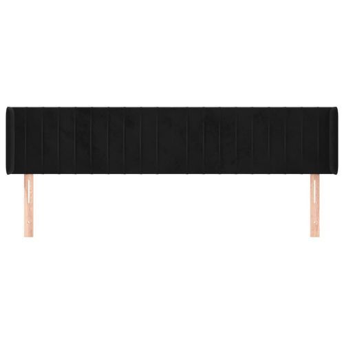 Tête de lit avec oreilles Noir 183x16x78/88 cm Velours - Photo n°3; ?>