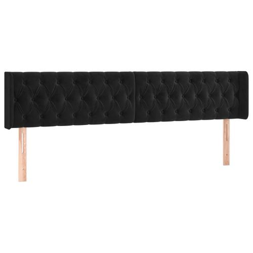 Tête de lit avec oreilles Noir 183x16x78/88 cm Velours - Photo n°2; ?>