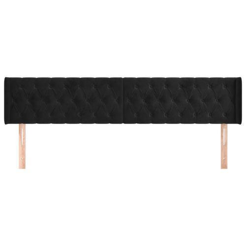 Tête de lit avec oreilles Noir 183x16x78/88 cm Velours - Photo n°3; ?>