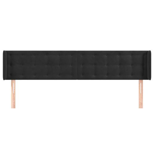 Tête de lit avec oreilles Noir 183x16x78/88 cm Velours - Photo n°3; ?>