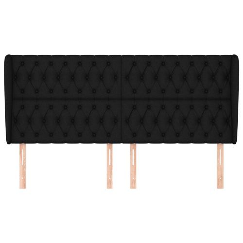 Tête de lit avec oreilles Noir 183x23x118/128 cm Tissu - Photo n°3; ?>