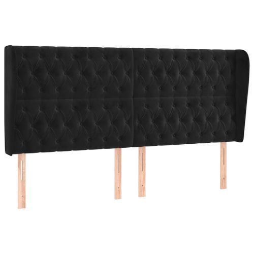 Tête de lit avec oreilles Noir 183x23x118/128 cm Velours - Photo n°2; ?>