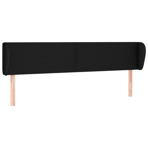 Tête de lit avec oreilles Noir 183x23x78/88 cm Tissu - Photo n°2; ?>