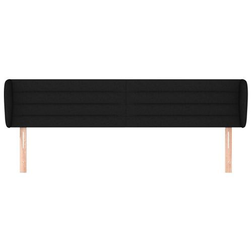 Tête de lit avec oreilles Noir 183x23x78/88 cm Tissu - Photo n°3; ?>