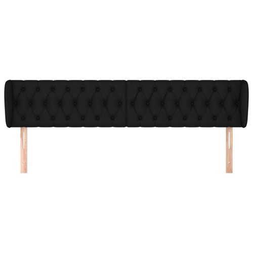 Tête de lit avec oreilles Noir 183x23x78/88 cm Tissu - Photo n°3; ?>