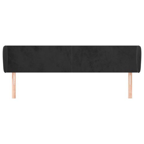 Tête de lit avec oreilles Noir 183x23x78/88 cm Velours - Photo n°3; ?>