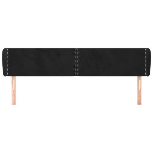 Tête de lit avec oreilles Noir 183x23x78/88 cm Velours - Photo n°3; ?>