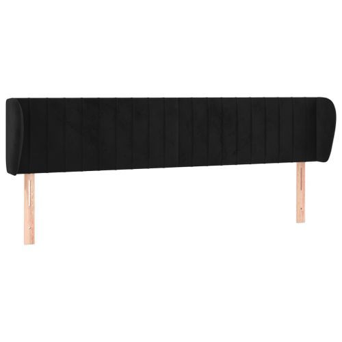 Tête de lit avec oreilles Noir 183x23x78/88 cm Velours - Photo n°2; ?>