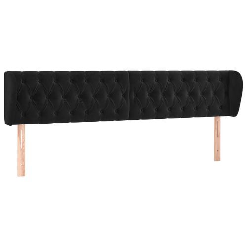 Tête de lit avec oreilles Noir 183x23x78/88 cm Velours - Photo n°2; ?>