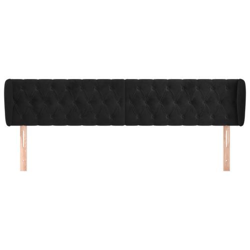 Tête de lit avec oreilles Noir 183x23x78/88 cm Velours - Photo n°3; ?>