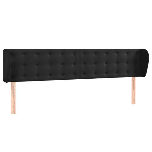 Tête de lit avec oreilles Noir 183x23x78/88 cm Velours - Photo n°2; ?>