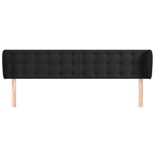 Tête de lit avec oreilles Noir 183x23x78/88 cm Velours - Photo n°3; ?>