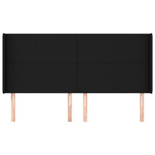 Tête de lit avec oreilles Noir 203x16x118/128 cm Tissu - Photo n°3; ?>