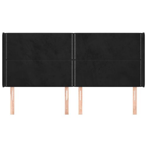 Tête de lit avec oreilles Noir 203x16x118/128 cm Velours - Photo n°3; ?>