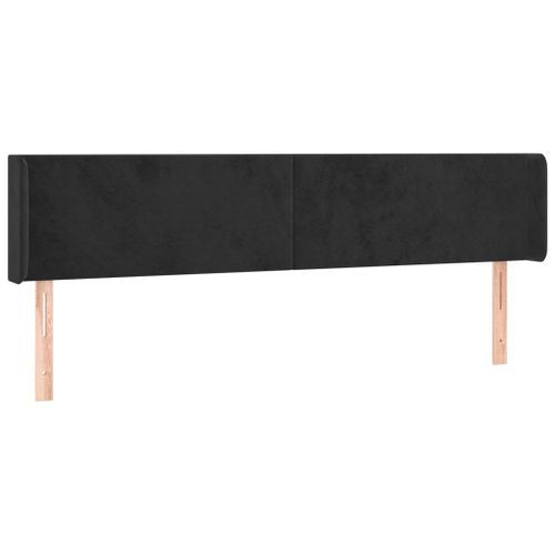 Tête de lit avec oreilles Noir 203x16x78/88 cm Velours - Photo n°2; ?>