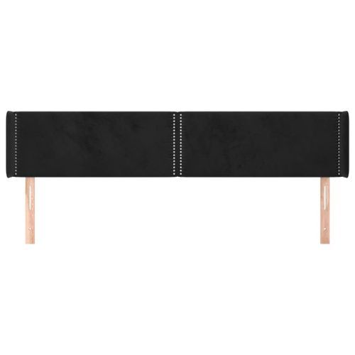 Tête de lit avec oreilles Noir 203x16x78/88 cm Velours - Photo n°3; ?>