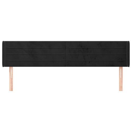 Tête de lit avec oreilles Noir 203x16x78/88 cm Velours - Photo n°3; ?>