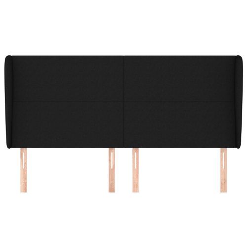 Tête de lit avec oreilles Noir 203x23x118/128 cm Tissu - Photo n°3; ?>