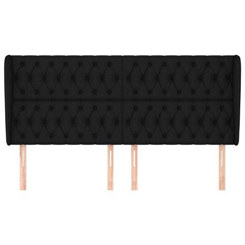 Tête de lit avec oreilles Noir 203x23x118/128 cm Tissu - Photo n°3; ?>