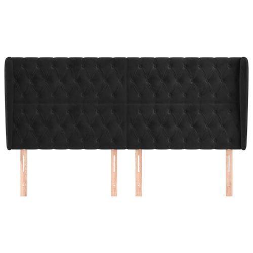 Tête de lit avec oreilles Noir 203x23x118/128 cm Velours - Photo n°3; ?>