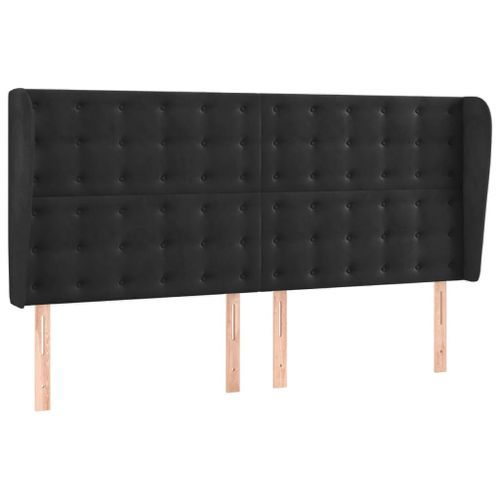 Tête de lit avec oreilles Noir 203x23x118/128 cm Velours - Photo n°2; ?>