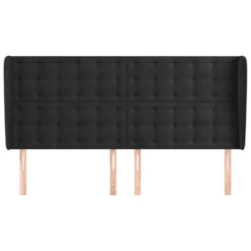 Tête de lit avec oreilles Noir 203x23x118/128 cm Velours - Photo n°3; ?>