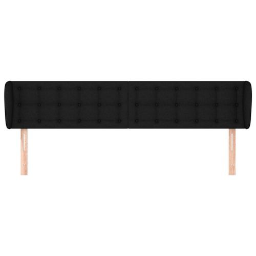 Tête de lit avec oreilles Noir 203x23x78/88 cm Tissu - Photo n°3; ?>