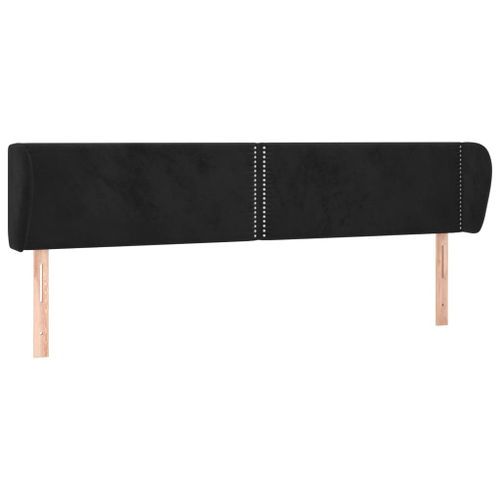 Tête de lit avec oreilles Noir 203x23x78/88 cm Velours - Photo n°2; ?>