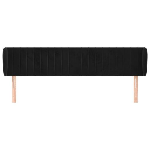 Tête de lit avec oreilles Noir 203x23x78/88 cm Velours - Photo n°3; ?>