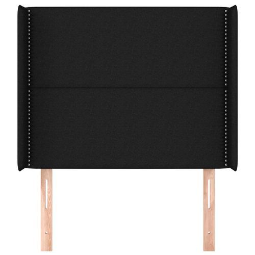 Tête de lit avec oreilles Noir 83x16x118/128 cm Tissu - Photo n°3; ?>