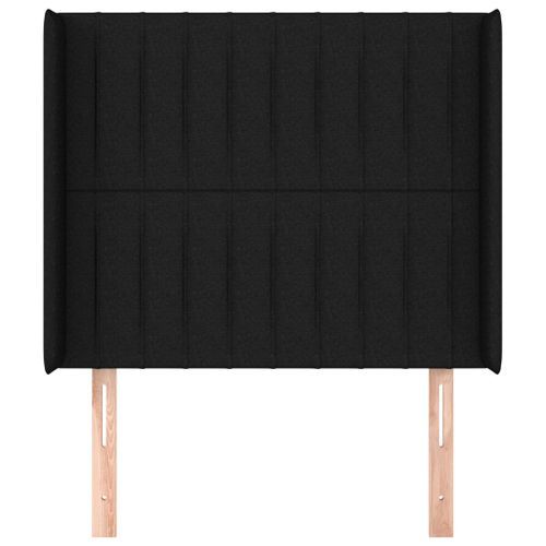 Tête de lit avec oreilles Noir 83x16x118/128 cm Tissu - Photo n°3; ?>