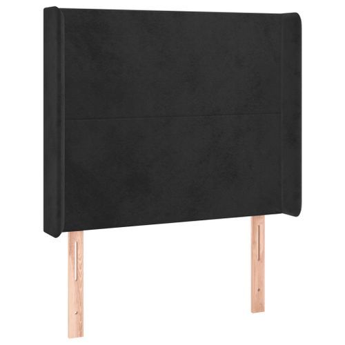 Tête de lit avec oreilles Noir 83x16x118/128 cm Velours - Photo n°2; ?>