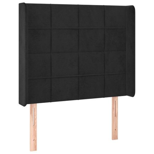 Tête de lit avec oreilles Noir 83x16x118/128 cm Velours - Photo n°2; ?>