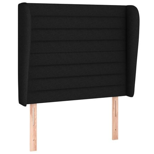 Tête de lit avec oreilles Noir 83x23x118/128 cm Tissu - Photo n°2; ?>