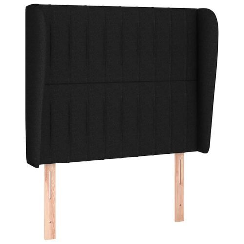 Tête de lit avec oreilles Noir 83x23x118/128 cm Tissu - Photo n°2; ?>