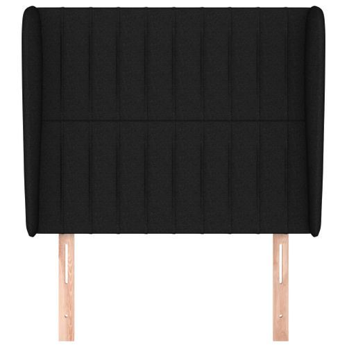 Tête de lit avec oreilles Noir 83x23x118/128 cm Tissu - Photo n°3; ?>