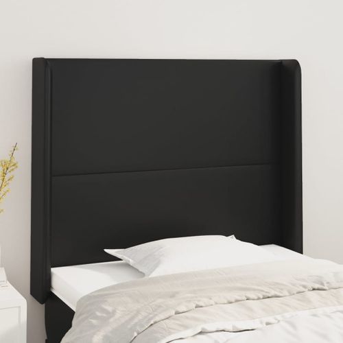 Tête de lit avec oreilles Noir 93x16x118/128 cm Similicuir - Photo n°2; ?>