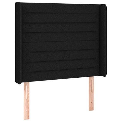 Tête de lit avec oreilles Noir 93x16x118/128 cm Tissu - Photo n°2; ?>