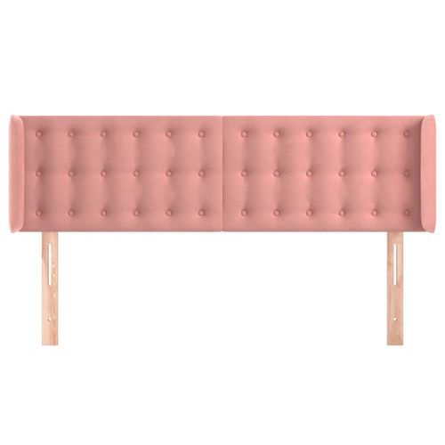 Tête de lit avec oreilles Rose 147x16x78/88 cm Velours - Photo n°3; ?>